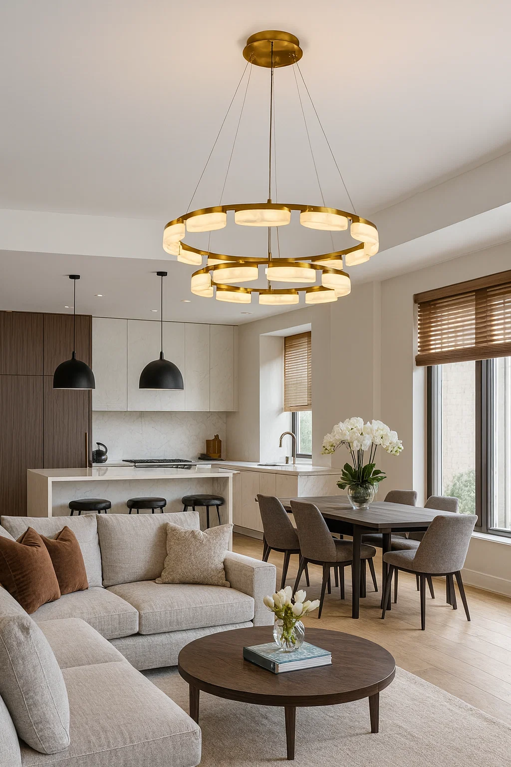 Pendant lamp Millares 2 Alabaster Spanish Marble LED 63W CCT Dim BRS