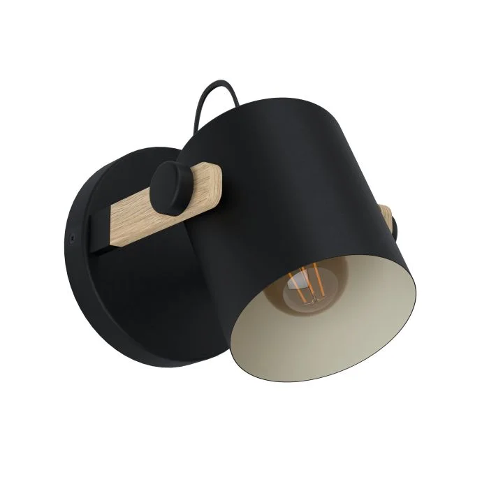 Wall light HORNWOOD 1X28W E27 BLK-LIGHT WOOD
