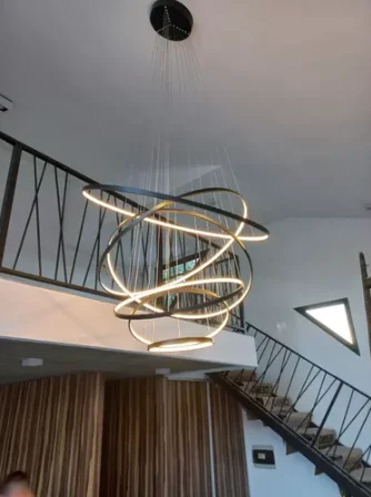 Pendant lamp Crown 8 Ring Black 3K