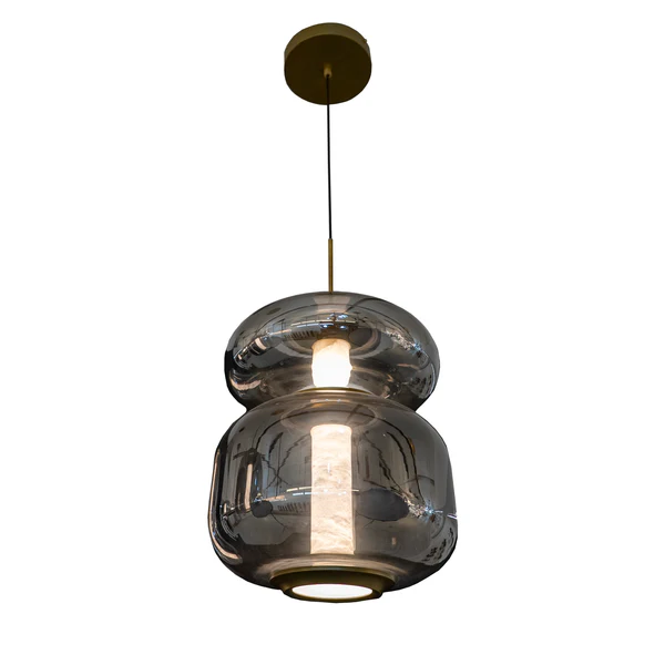 Pendant lamp Pavo LED 18W Alabaster BRS