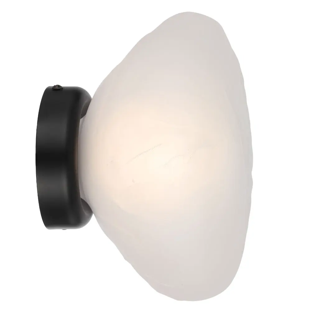 Wall light ZECCA D200 H200 IP44 BLACK FROST GLASS