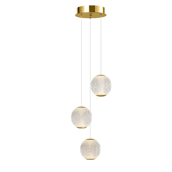 Langdon-3 Light LED Pendant Gold 3K
