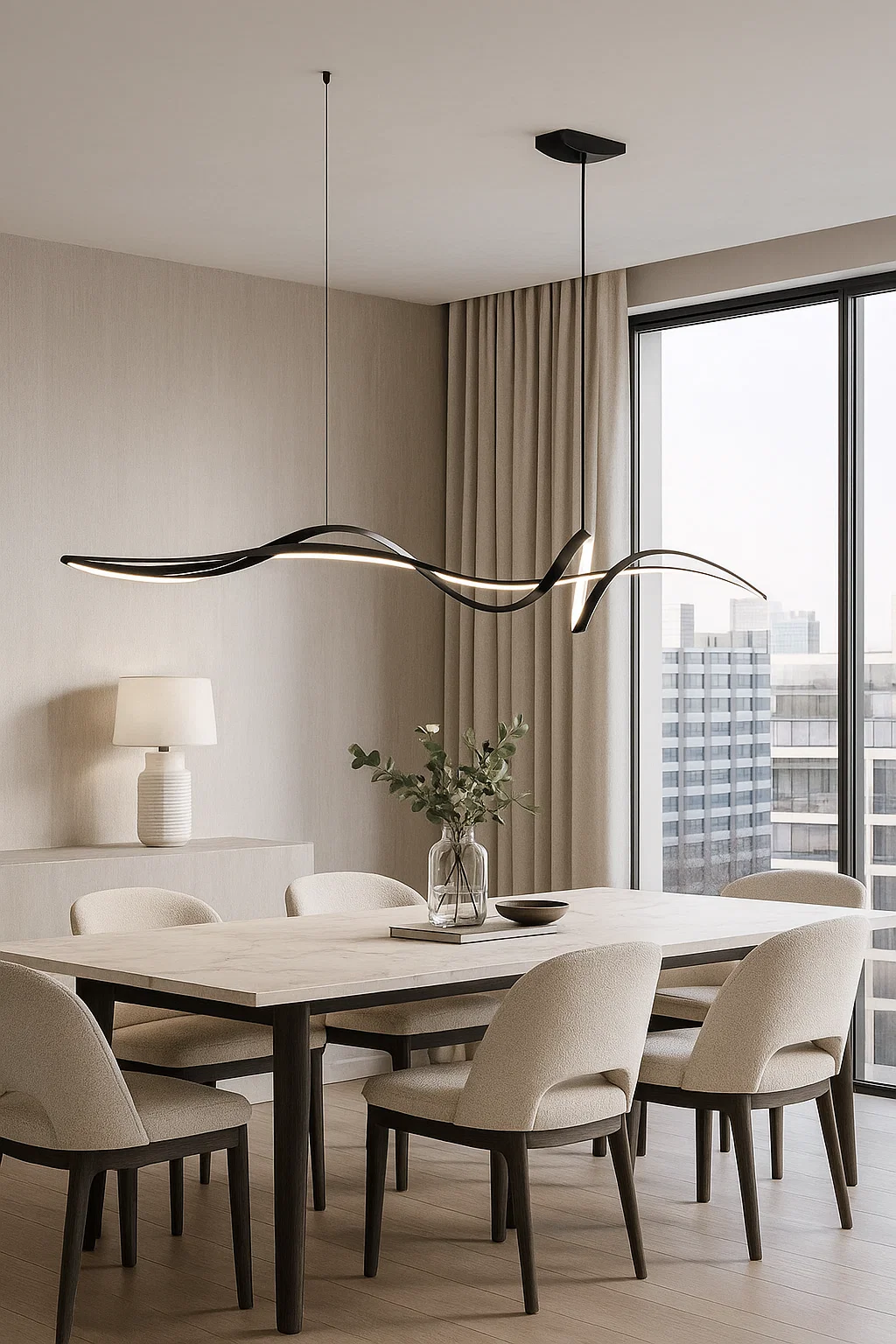 Pendant lamp Famous linear 2 P1 LED 20W 3K L1200 BK