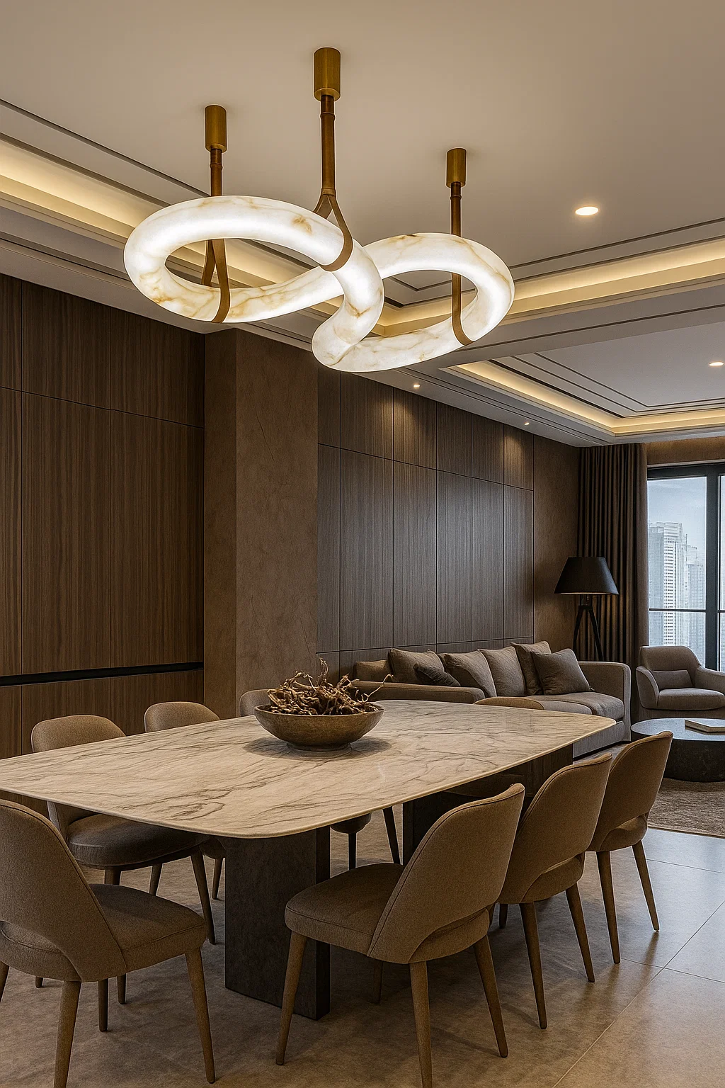 Pendant lamp Sarion P1 Alabaster Spanish Marble LED BRS