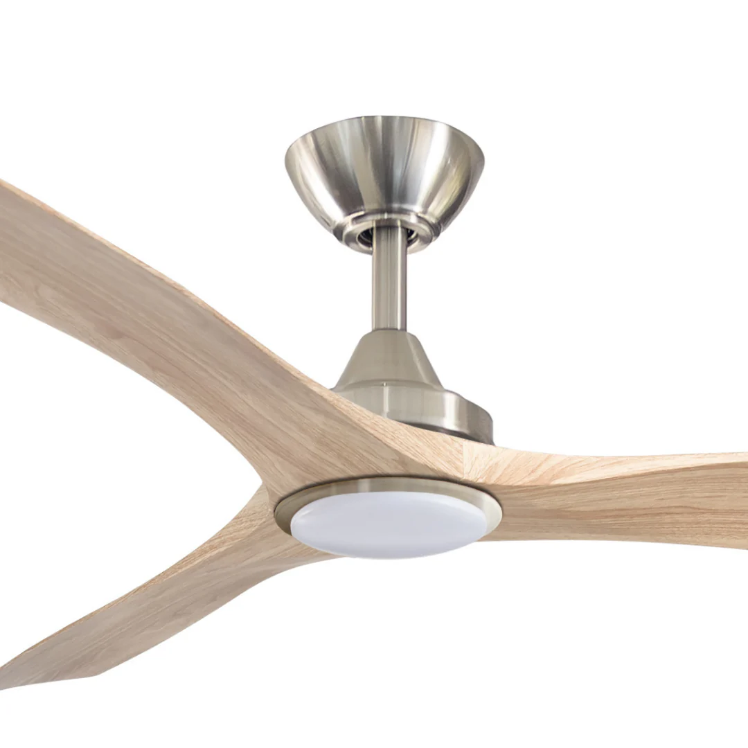 Ceiling fan Spitfire DC D52 Chrome Base Oak Blades 18w LED Light