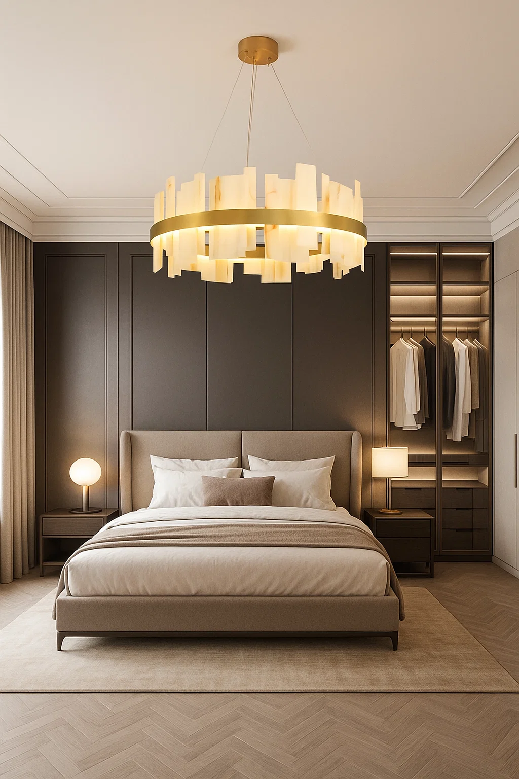 Pendant lamp Miragemas D80 Alabaster Spanish Marble LED 40W CCT Dim BRS