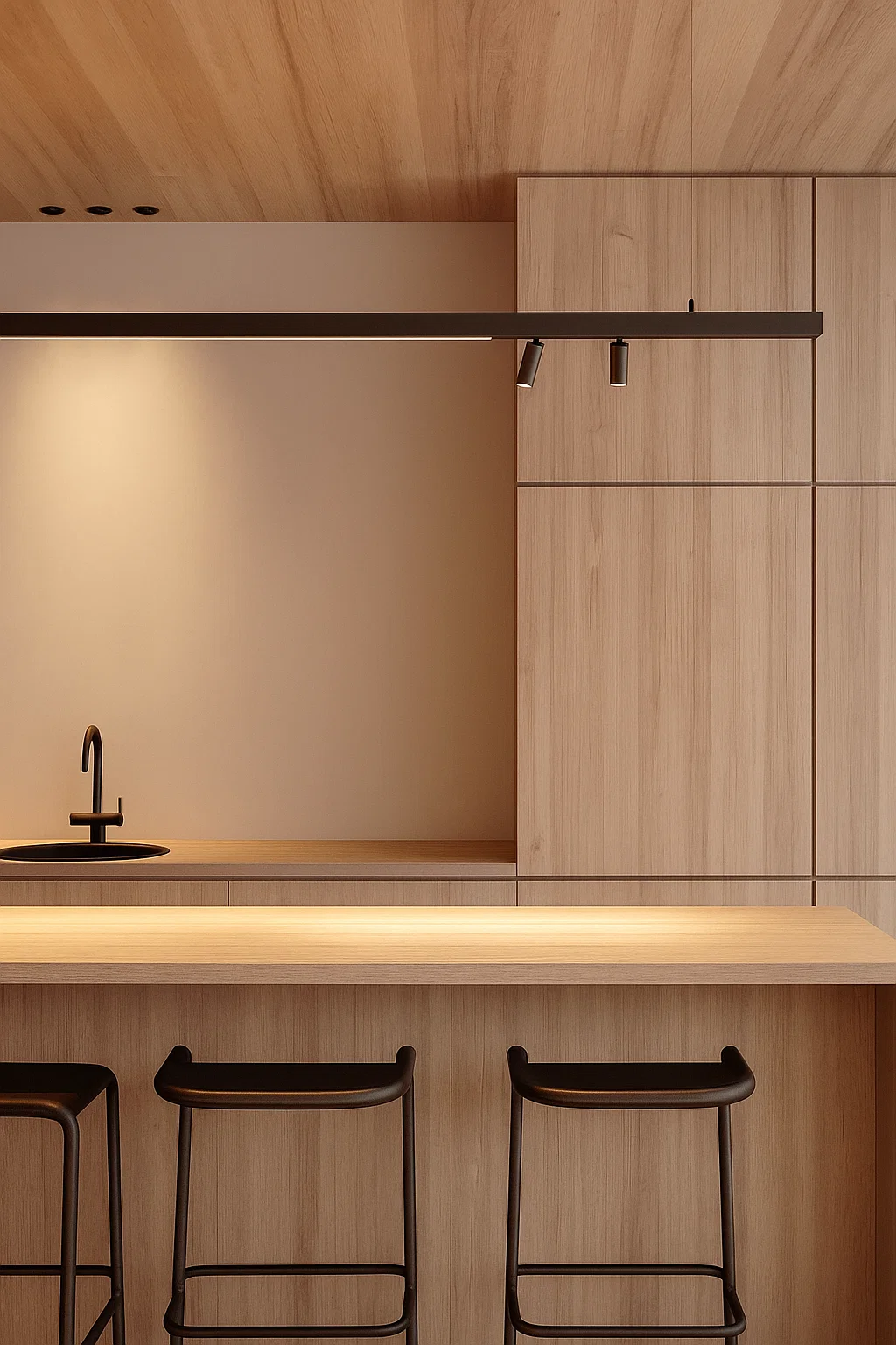 Linear pendant track set Edge 2M 3lt LED 40W BLK