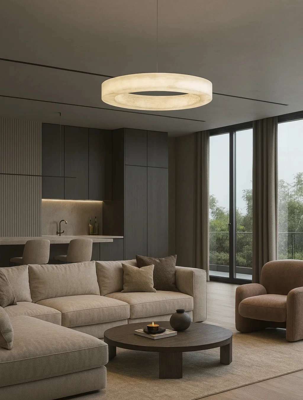 Pendant lamp Manzanera P3 Alabaster Spanish Marble LED 50W CCT BRS