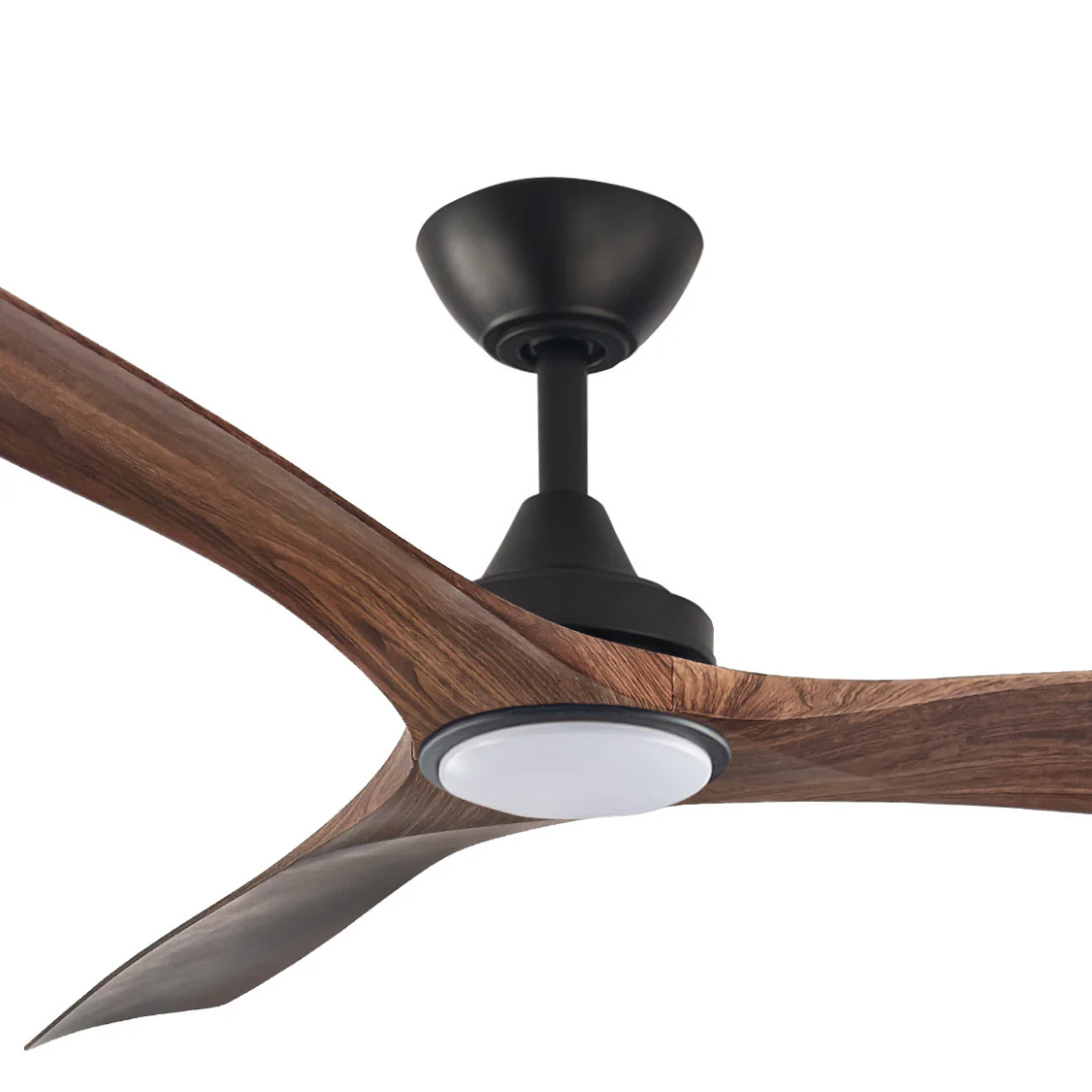 Ceiling fan Spitfire DC D52 Black Base Walnut Blades 18w LED Light