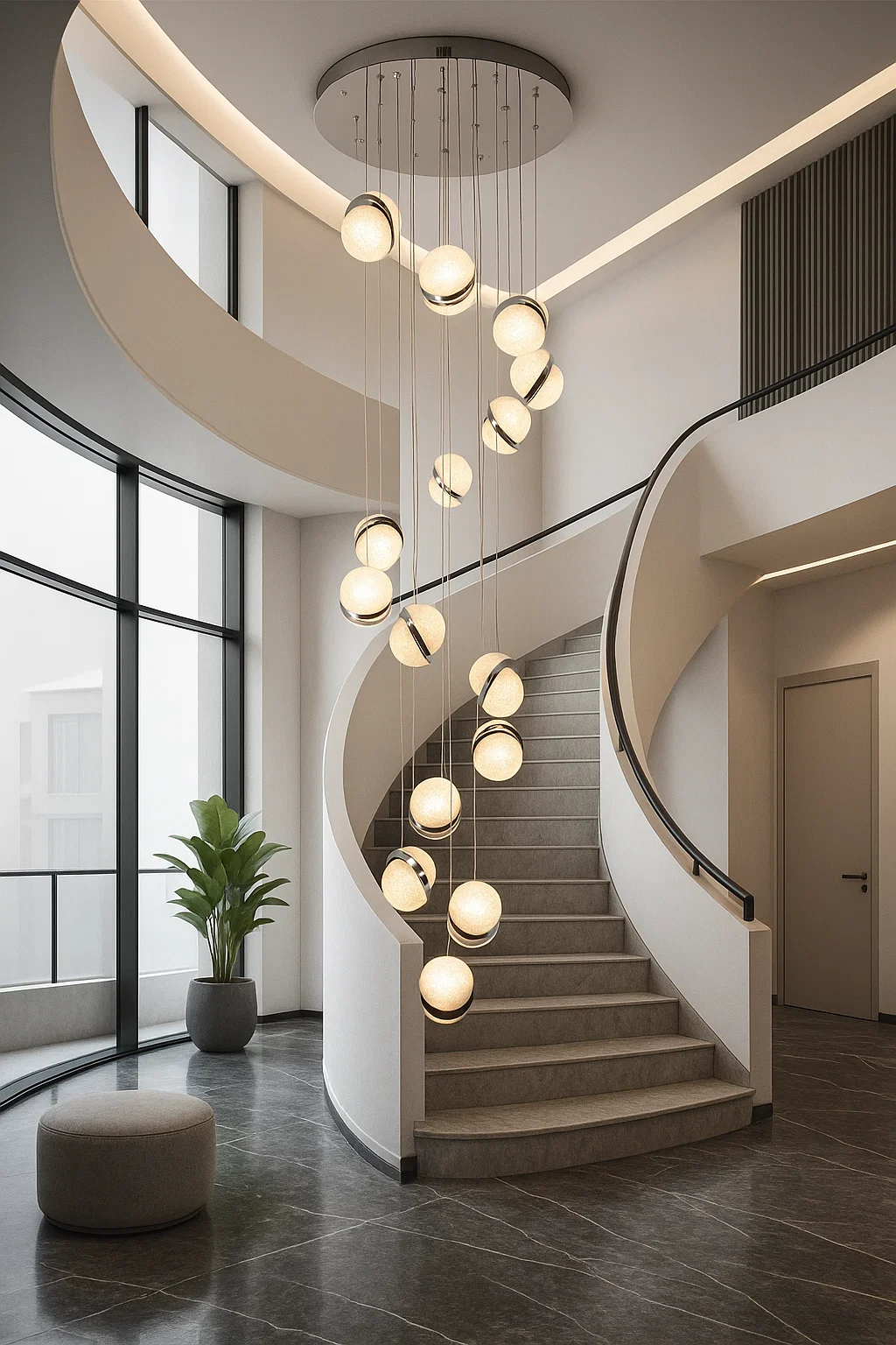 Pendant lamp Uranus 15 LED 90W CCT Dim D59 CHR remote