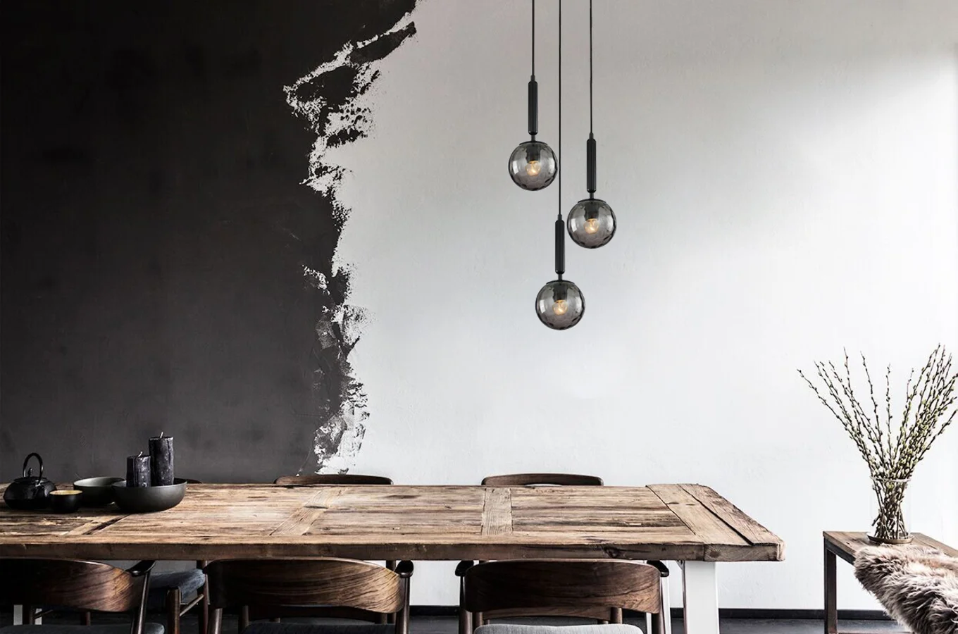 Pendant lamp TRATTINO 2X3R E27 black