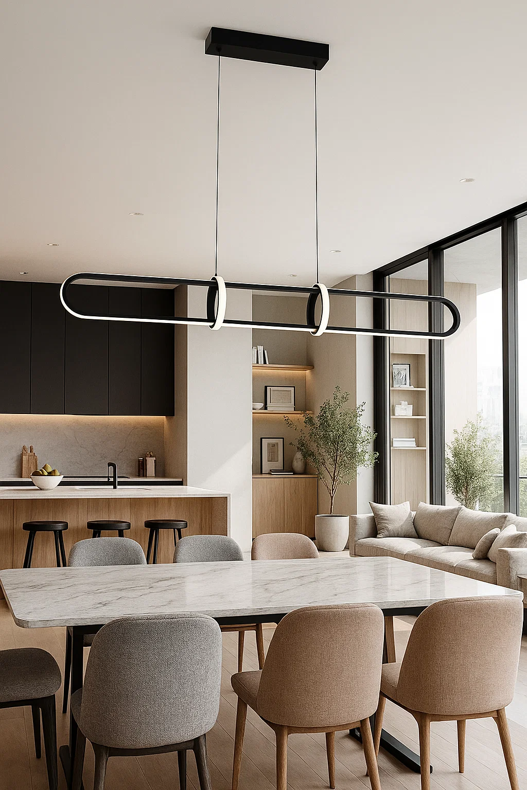 Pendant lamp Aura L1 LED 45W 3CCT L150 BK