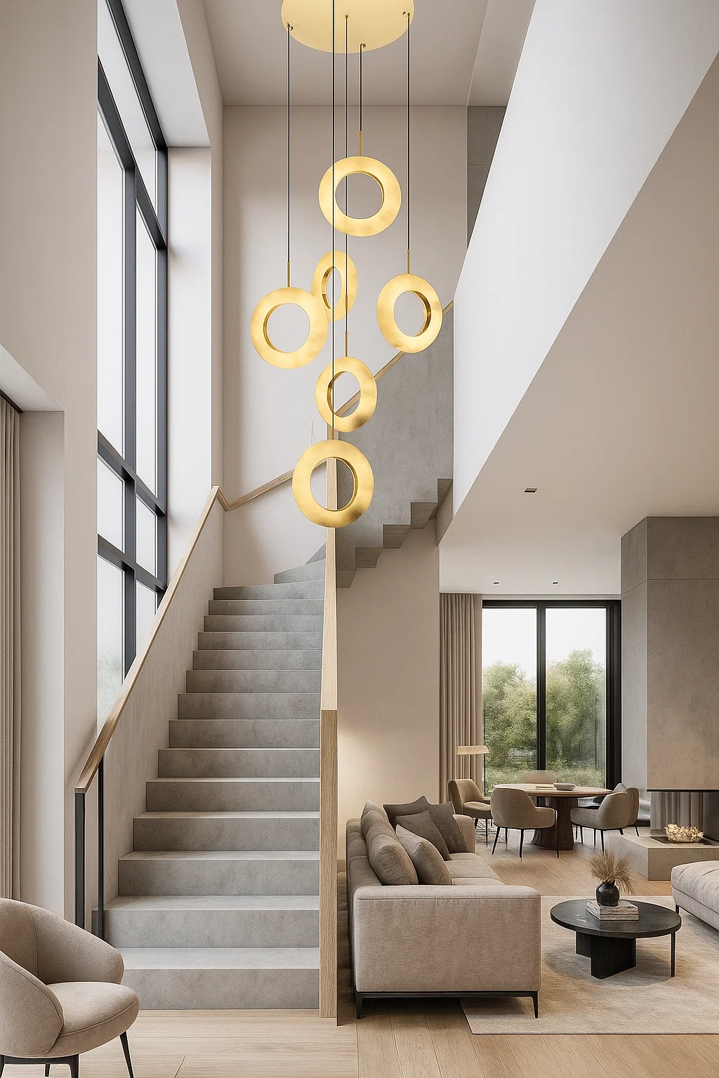 Pendant lamp Carinena P5 Alabaster Spanish Marble LED 40W CCT Dim BRS