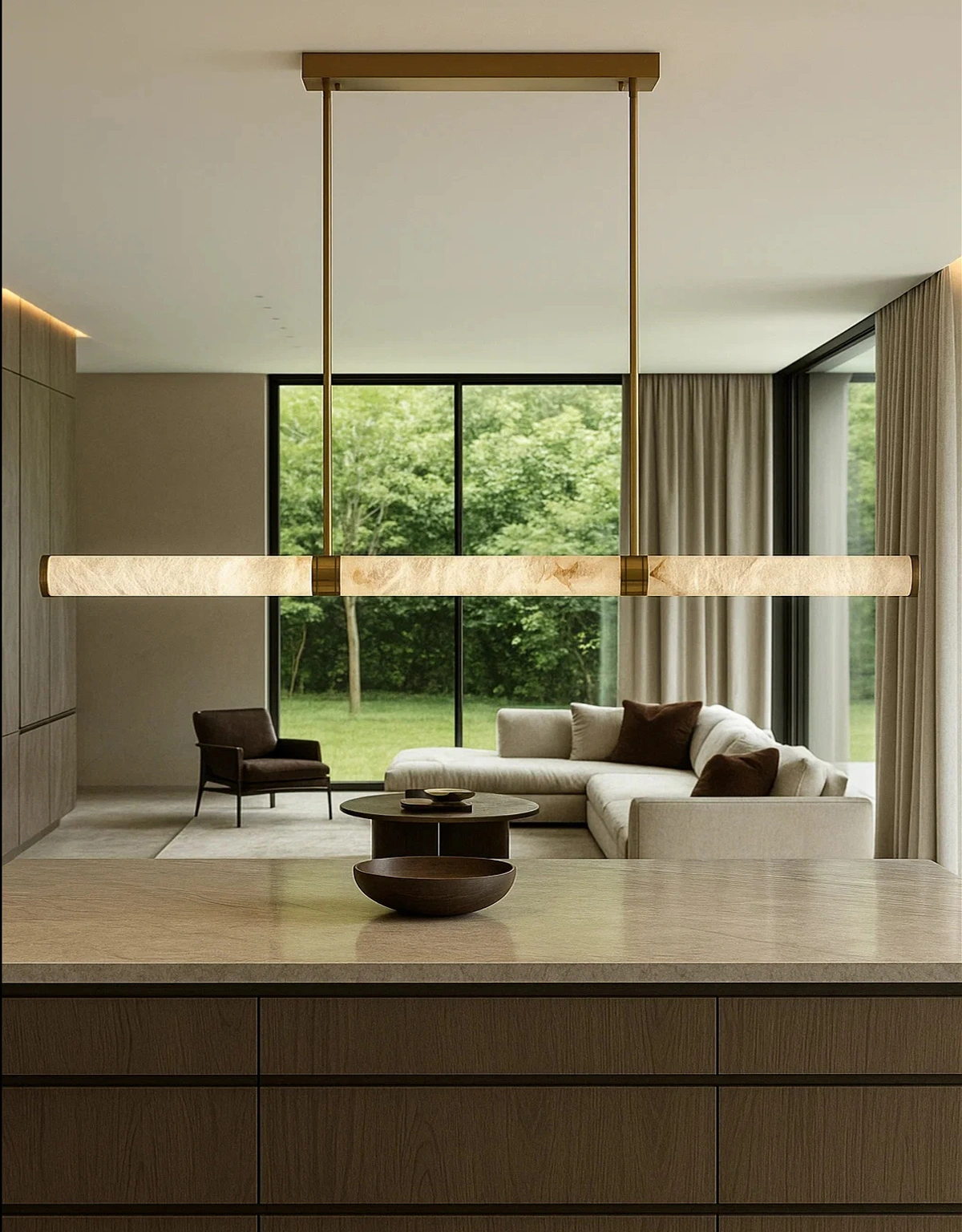 Pendant lamp Maella 1 Alabaster Marble L150 LED 40W CCT Dim BRS with remote