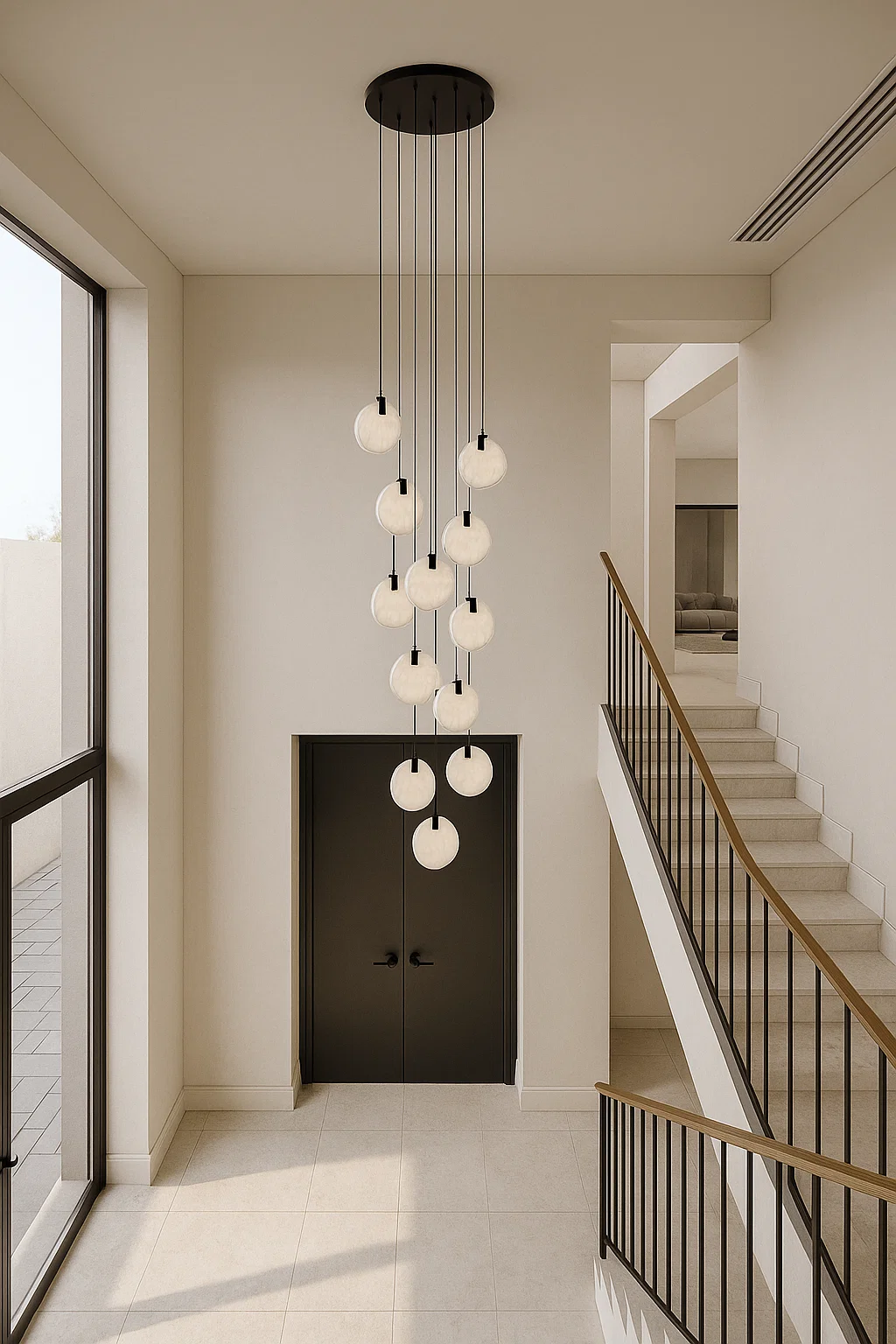 Pendant lamp Villastar 12 Alabaster Spanish Marble LED CCT Dim BLK