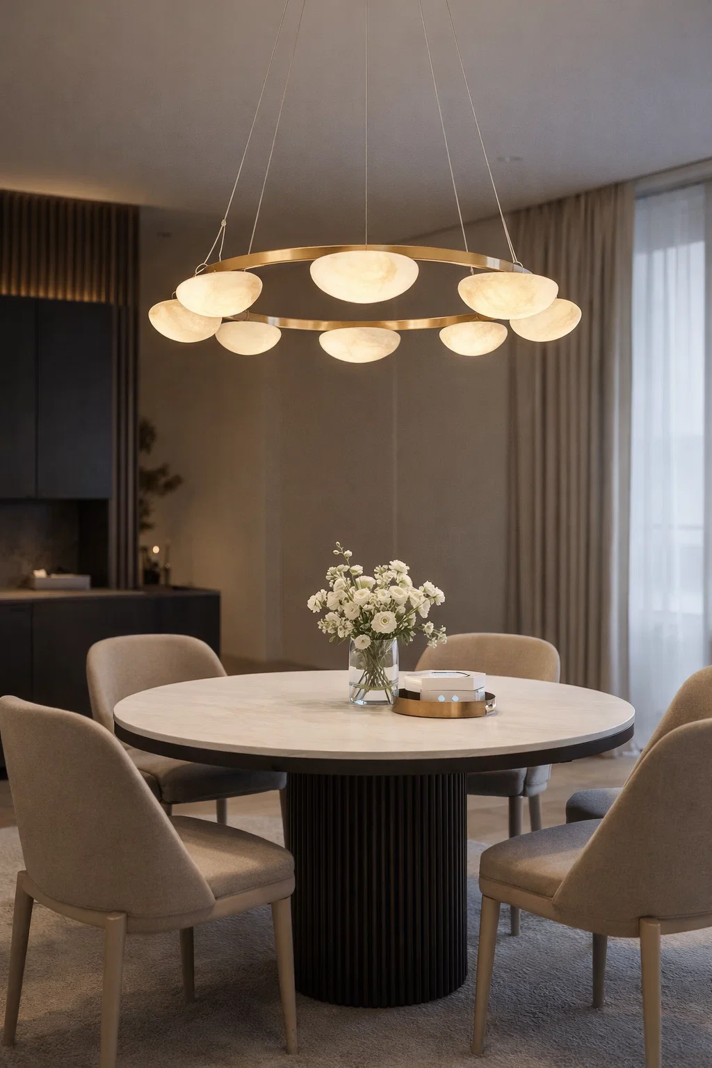 Pendant lamp Miraflores P8 Alabaster Spanish Marble D80 LED 40W CCT Dim BRS