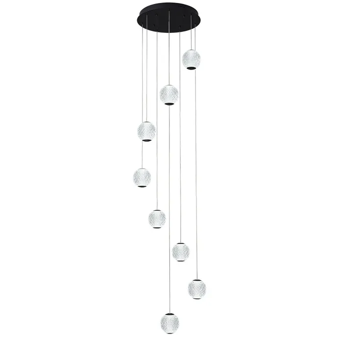 Langdon-8 Light LED Pendant Black 5K